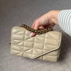 ZARA Quilted Clutch/Crossbody Bag in Ecru